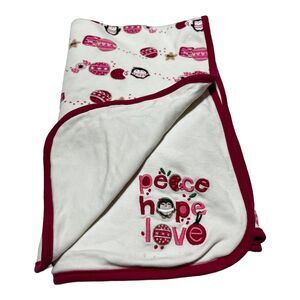 Gymboree Peace Hope Love Christmas Baby Blanket Pink Girl Ornaments Penguins